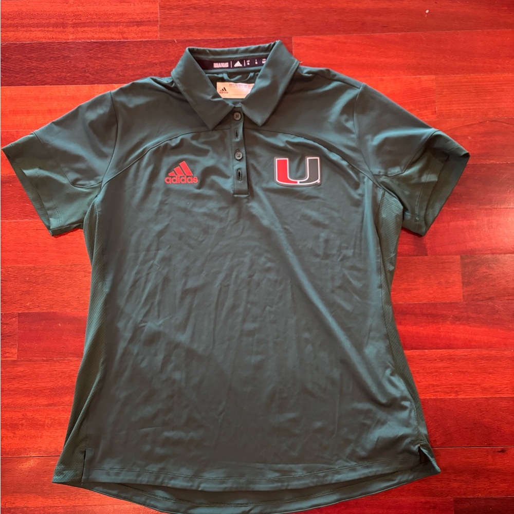 Adidas Dark Green Polo with Red Accents
